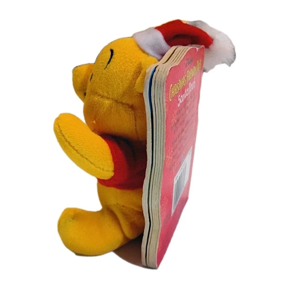 Vintage Disney Winnie the Pooh Christmas Friendly Tales Santa Plush & Book 90s‎